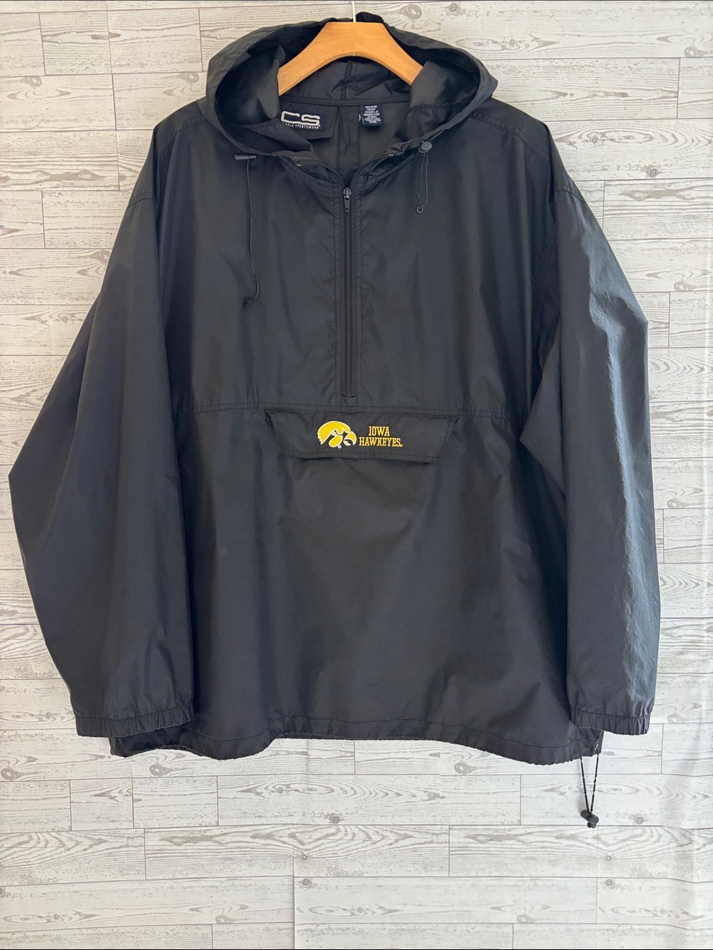 Vintage Iowa Hawkeyes Windbreaker quarter zip Jacket XXL rain coat tailgate game